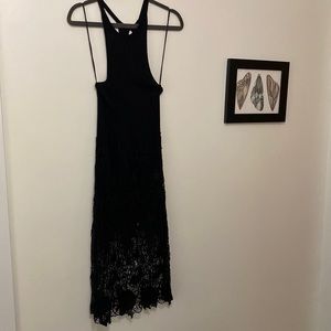 Free People black crochet tank dress